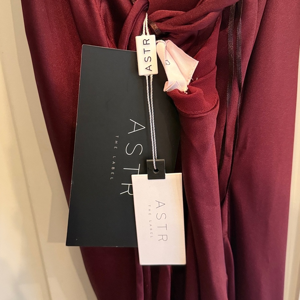 Astr the Label Gaia Satin Midi Dress- Wine Color - Picture 2 of 3